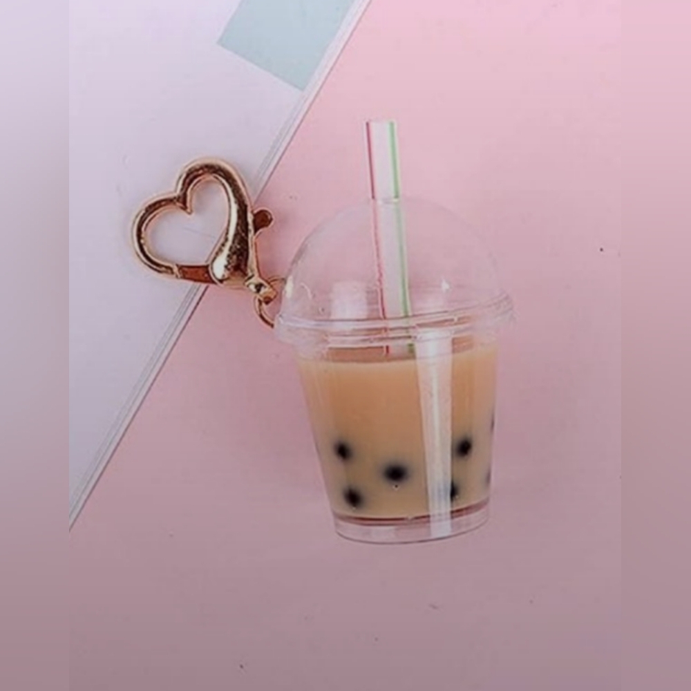 NWOT Miniature Bubble Tea Boba Pearl Milk Keychain Hang Tag